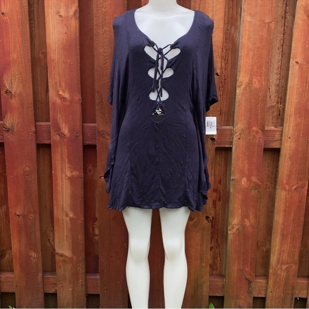Green Dragon Dark Navy Lace-Up Front Tunic Size S